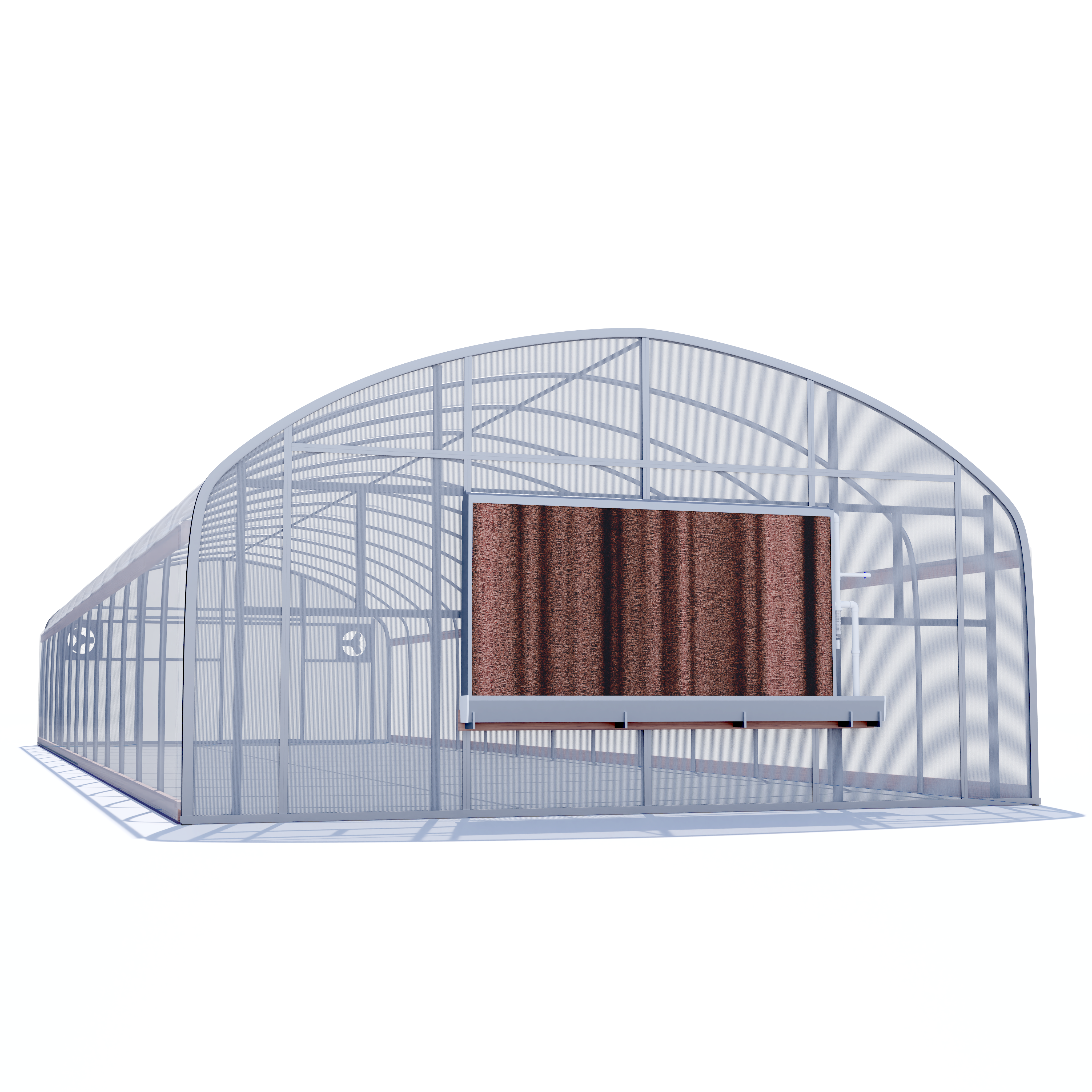 20'x100' Automated Four Season Quonset Greenhouse w/ Twinwall Ends + Evap. Cooling