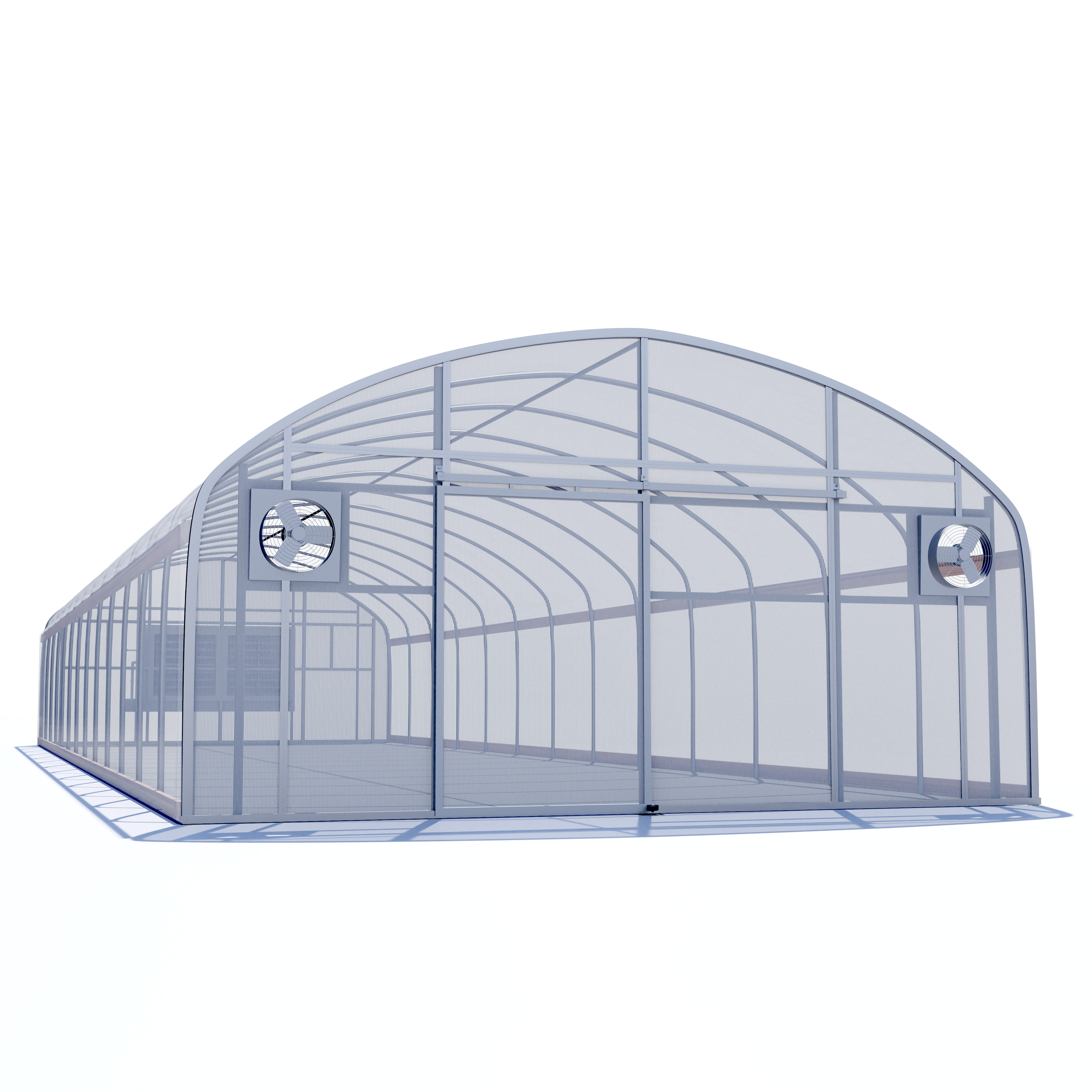 20'x100' Automated Four Season Quonset Greenhouse w/ Twinwall Ends + Evap. Cooling