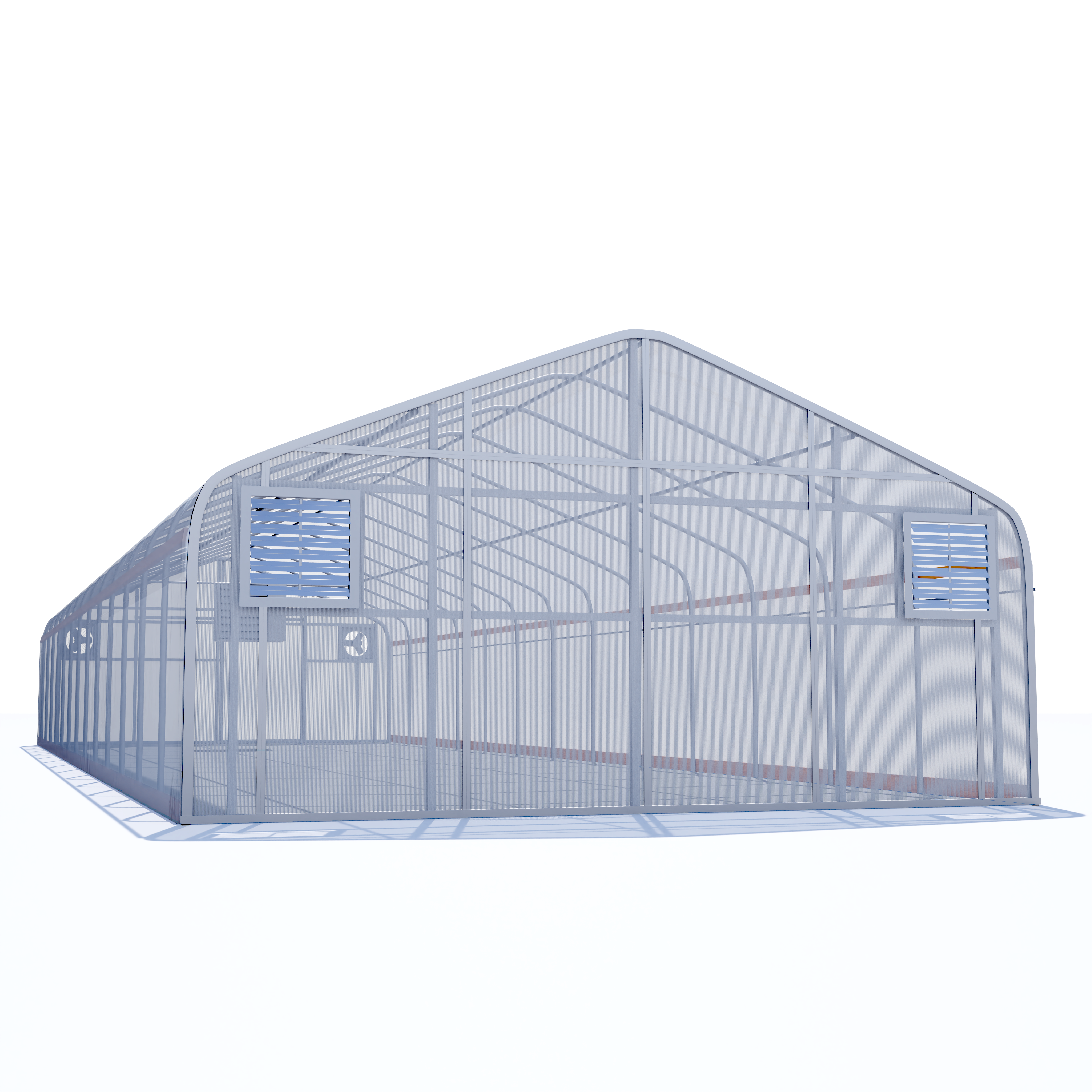 20'x100' Auto Ventilated Semi-Gable Greenhouse w/ Heater + Twinwall Ends