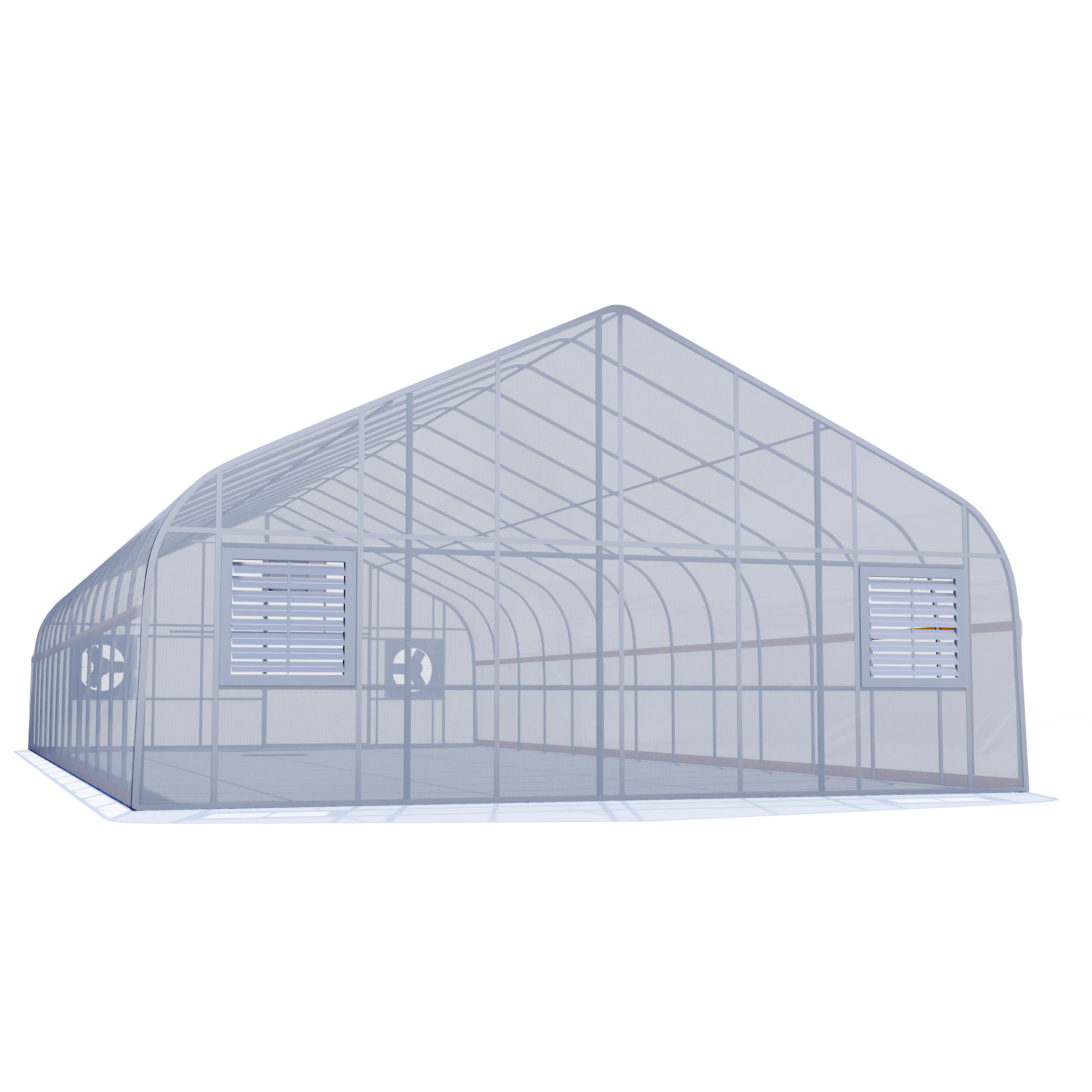 30'x100' Auto Ventilated Semi-Gable Greenhouse w/ Heater + Twinwall Ends