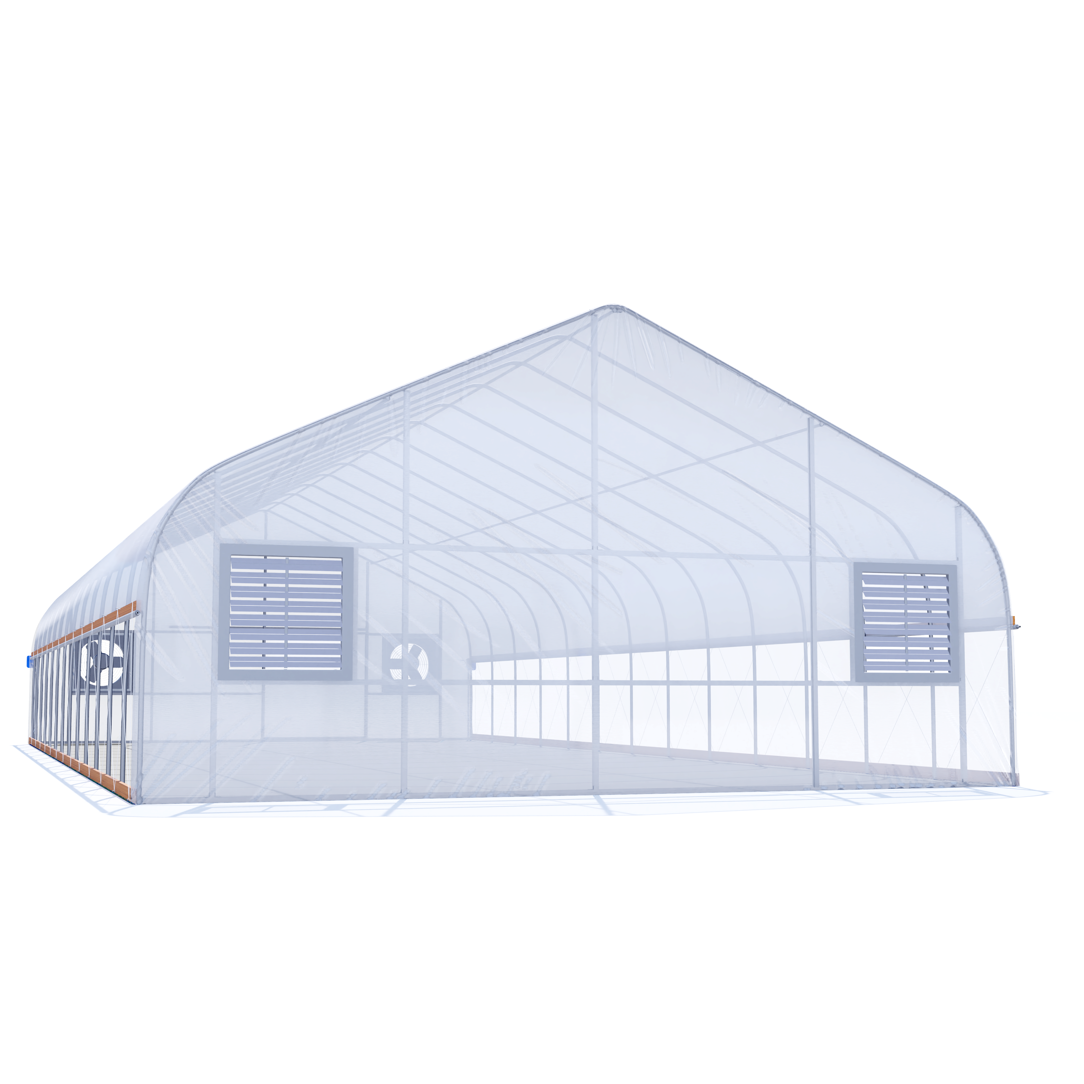 30'x100' Auto Ventilated Semi-Gable Greenhouse w/ Roll-up Sides