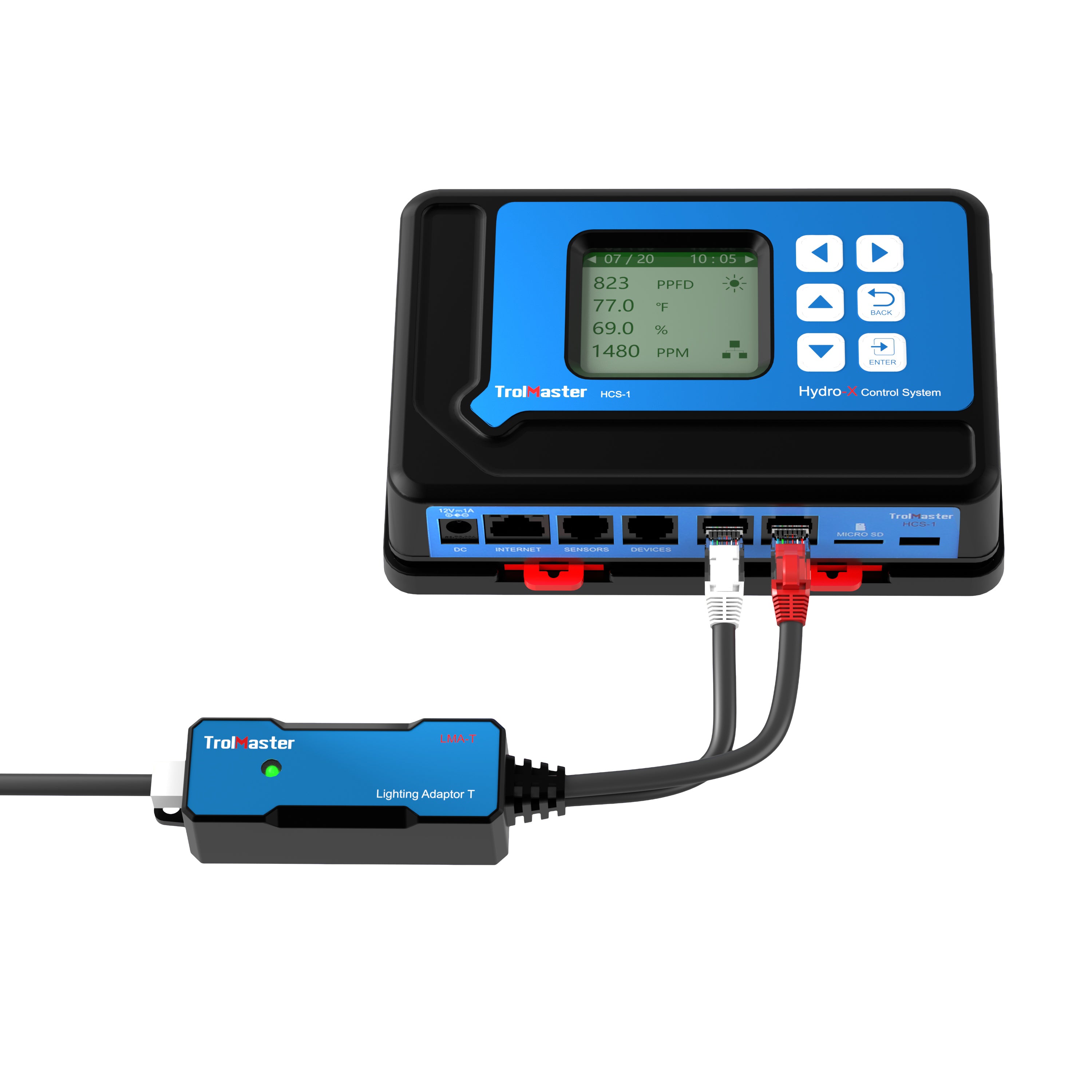 Hydro-X Controller with 3-in-1 Sensor (Temp / Humid / Light ) and Cable set, Free Phone App